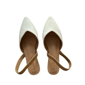 Lulu's White/Cream and Beige Slingback Flats